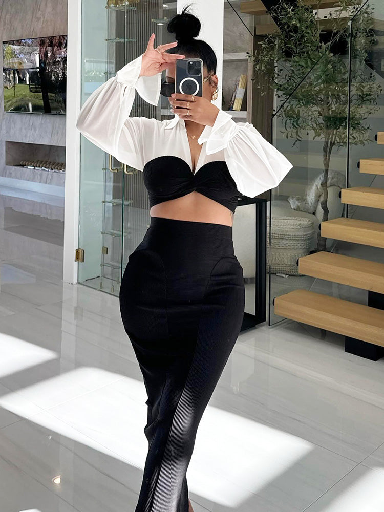 Crop Top  Pencil Skirt Set
