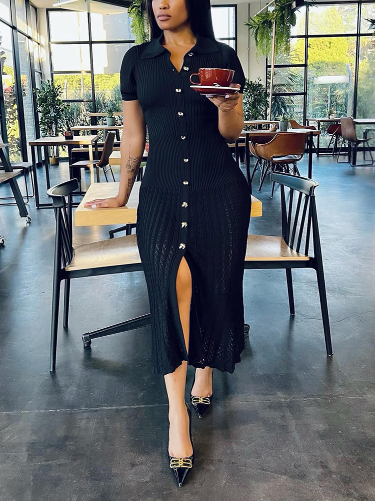 Knit Button Midi Dresses
