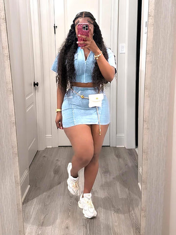 Ribbed Crop Top Skirt Set