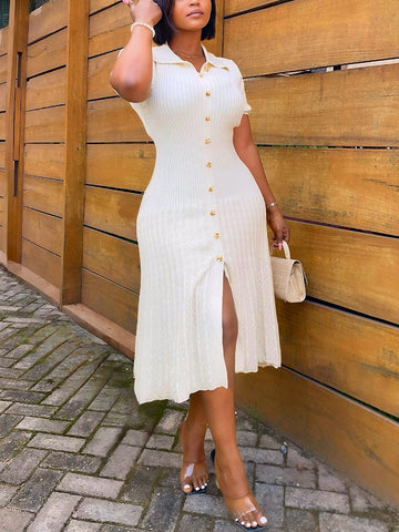 Knit Button Midi Dresses