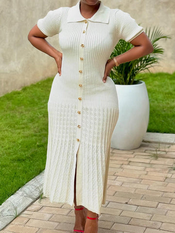 Knit Button Midi Dresses