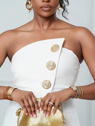 Strapless Gold Decor Jumpsuits