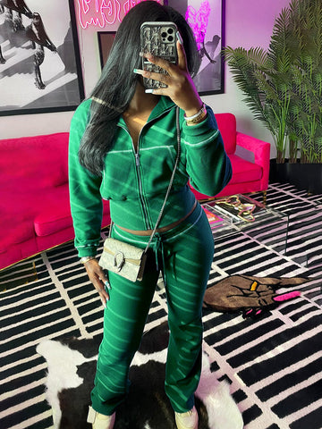 Waffle Jacket  Flare Pants Set