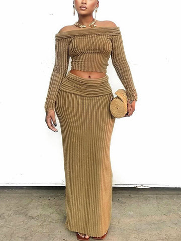 Off-Shoulder Top  Skirt Set