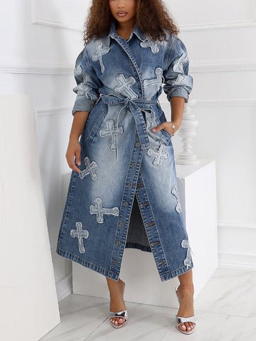 Cross Denim Trench Coats