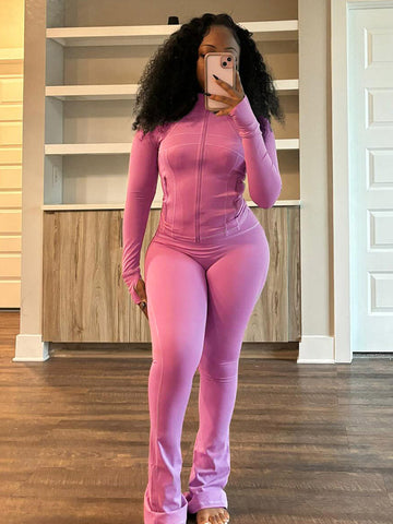 Shape Jacket  Flare Pants Activewear Set