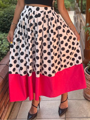 Polka Print Midi Skirt