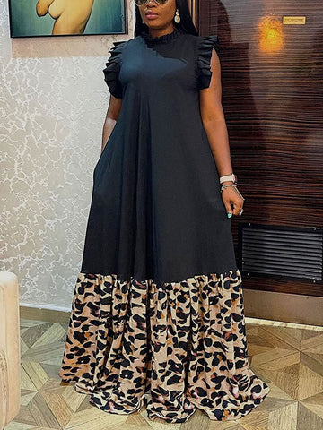 Printed Ruffle Sleeveless Maxi Dresses