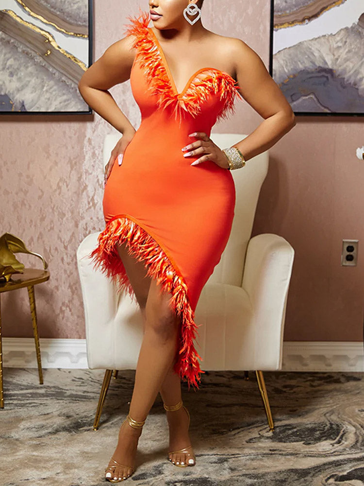 Feather Irregular Dresses