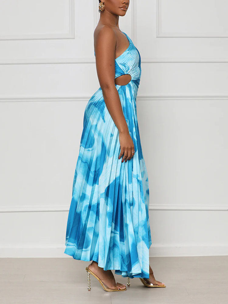 One Shoulder Pleated Dresses