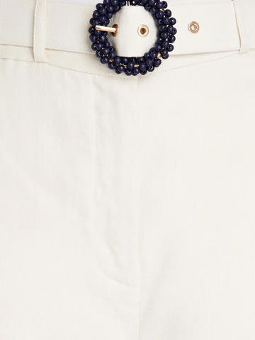 White Trousers With Lace Appliqués