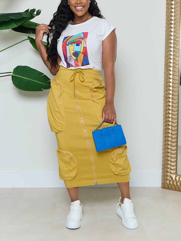 Cargo Pocket Zipper Skirts