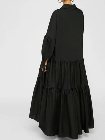 Loose Solid Long Shirt Dresses