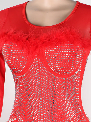 Feather Pearl Rhinestone Dresses