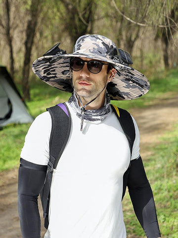 Rechargeable & Solar-Powered Outdoor Fan Hat â€?Fisherman Style