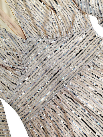 Sequin Puffed Sleeves Party Dresses