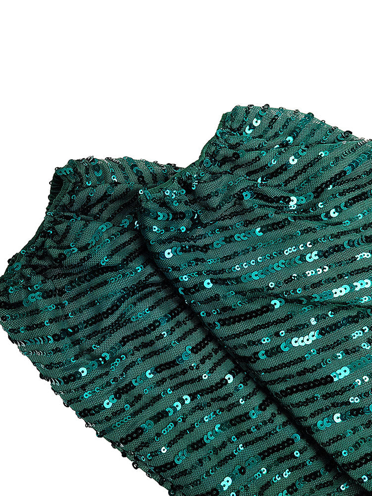 Sequin Puffed Sleeves Party Dresses