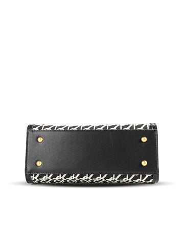 Branded Jacquard Stitch Kelly-Style Shoulder & Top Handle Bag