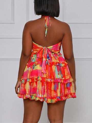 Summer Print Cutout Dresses