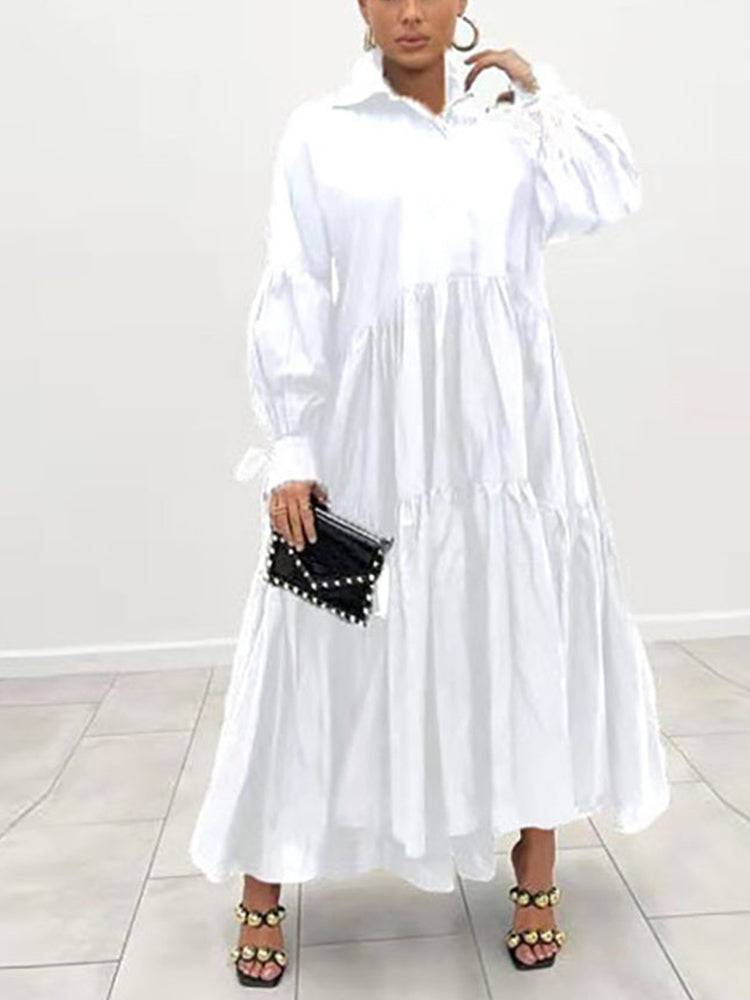 Loose Solid Long Shirt Dresses