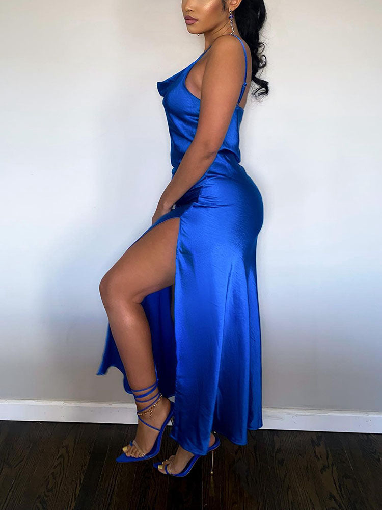 Satin High Slit Dresses