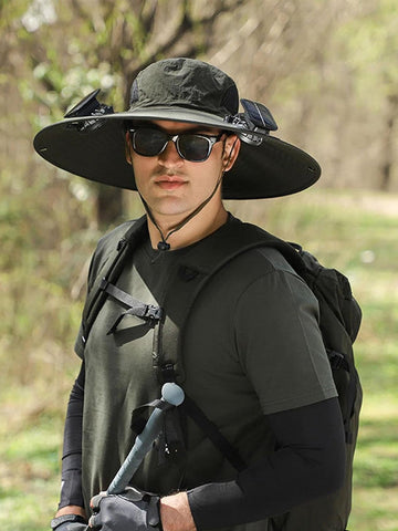 Rechargeable & Solar-Powered Outdoor Fan Hat â€?Fisherman Style
