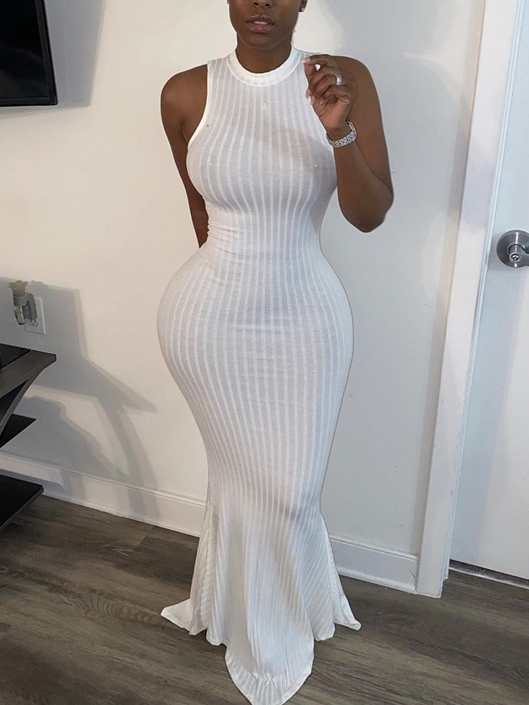 Sleeveless Knit Bodycon Maxi Dresses
