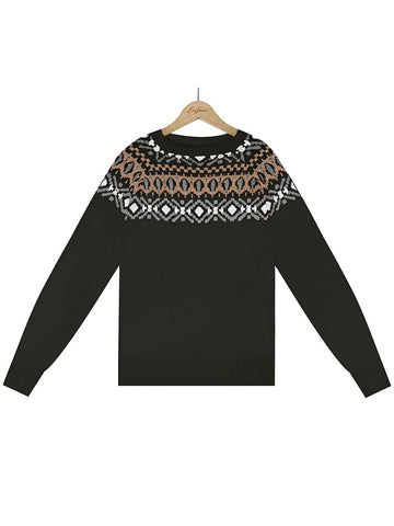 Embroidered Color Block Knit Sweater