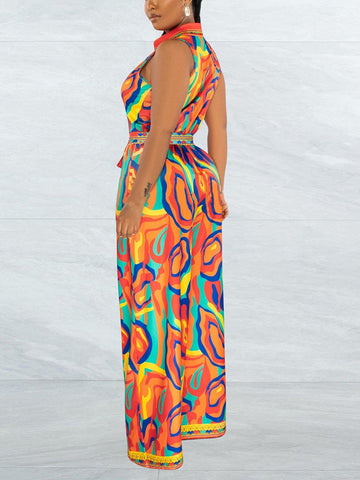 Print Sleeveless Jumpsuits
