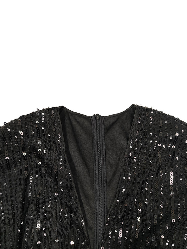 Sequin Puffed Sleeves Party Dresses