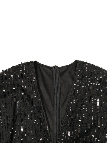 Sequin Puffed Sleeves Party Dresses