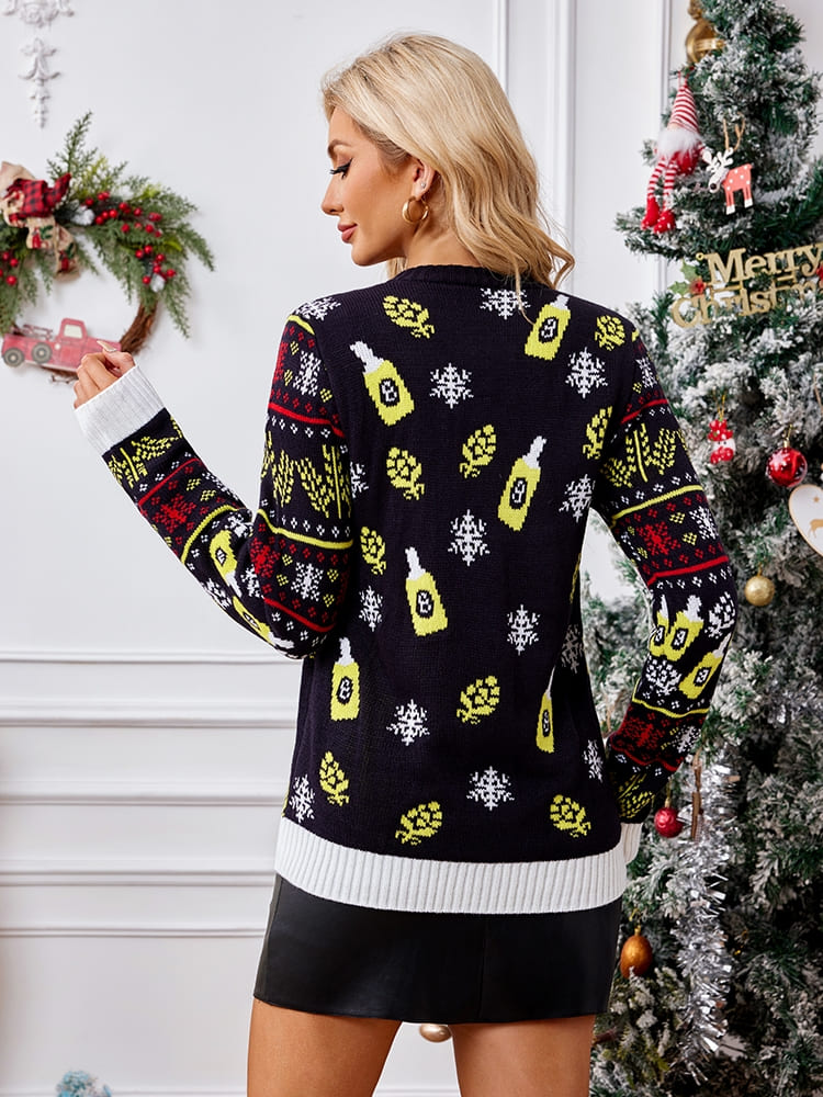 Casual Crewneck Knit Sweater â€?Santa Claus Enjoying a Beer
