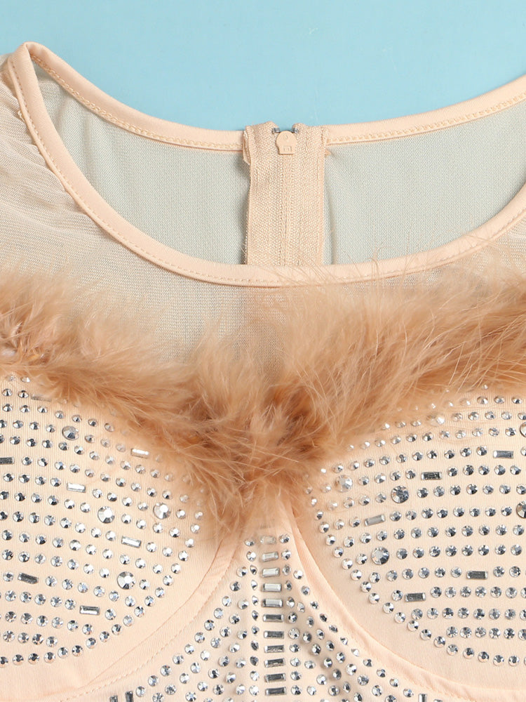 Feather Pearl Rhinestone Dresses