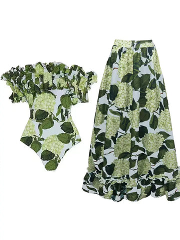 Ruffle Hydrangea Bandeau Bikini Set â€?Floral Sweet Style