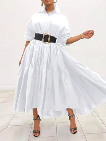 Loose Solid Long Shirt Dresses
