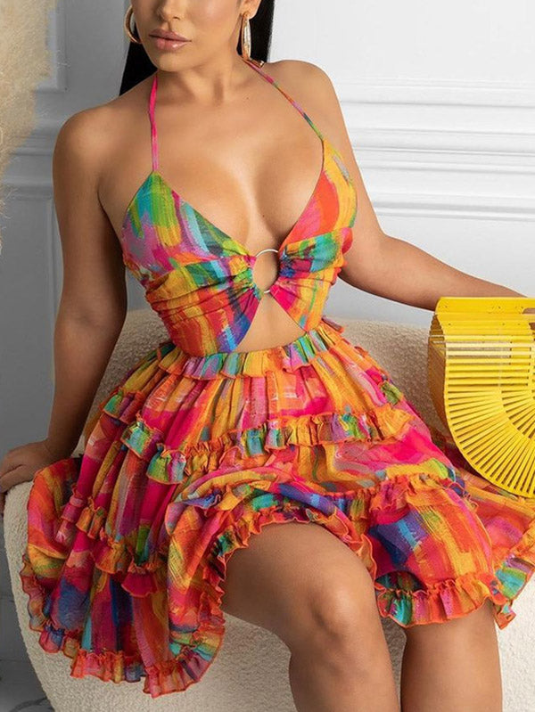 Summer Print Cutout Dresses