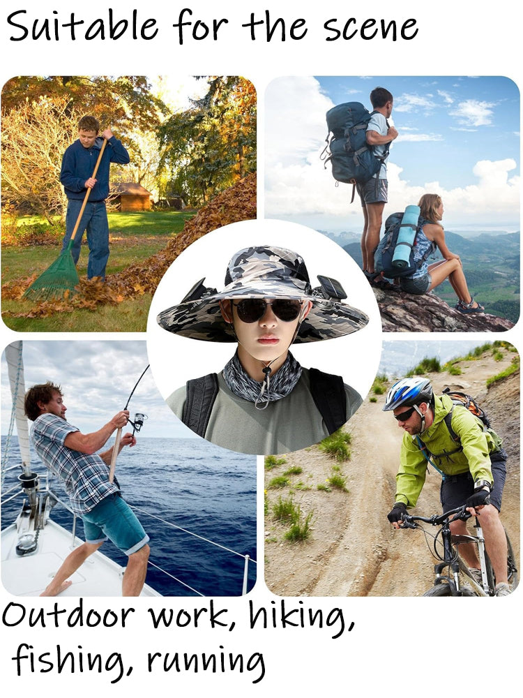 Rechargeable & Solar-Powered Outdoor Fan Hat â€?Fisherman Style