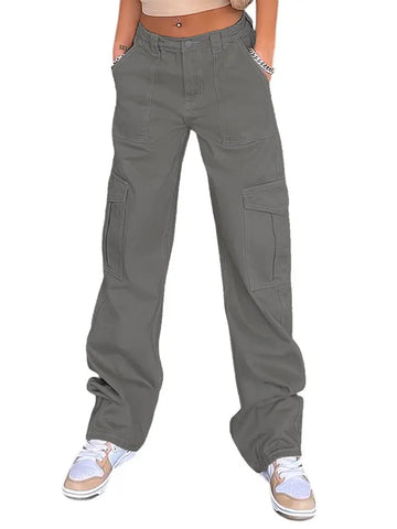 High-Waist Slim Cargo Pants