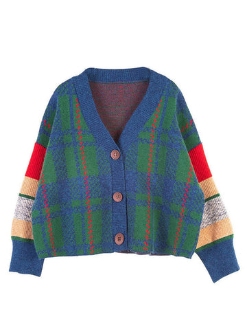 Retro Plaid Knit Cardigans
