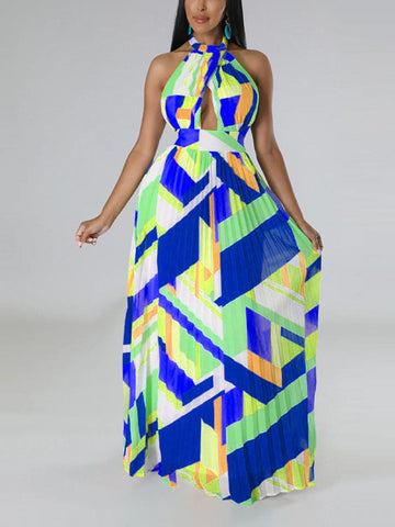 Halter Pleated Maxi Dresses