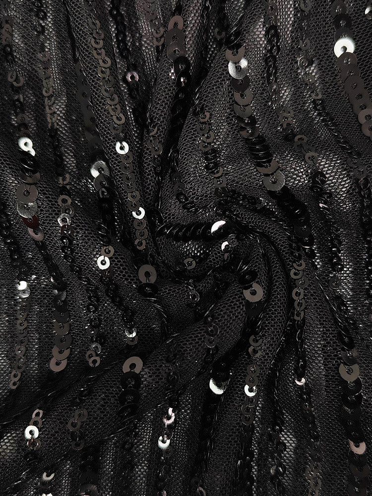 Sequin Puffed Sleeves Party Dresses