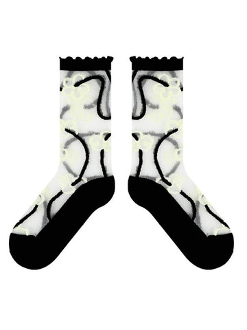 Adorable Printed Crystal Sheer Stockings