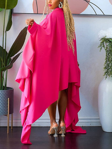 Batwing Sleeve Asymmetrical Shirt Dresses