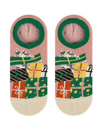 Cartoon Kitty Boat Socks