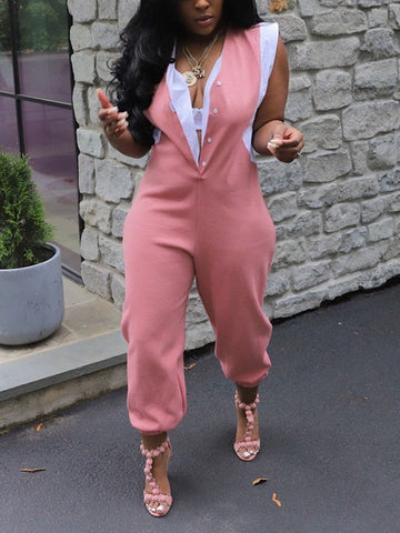 Contrast Stitching Jumpsuits