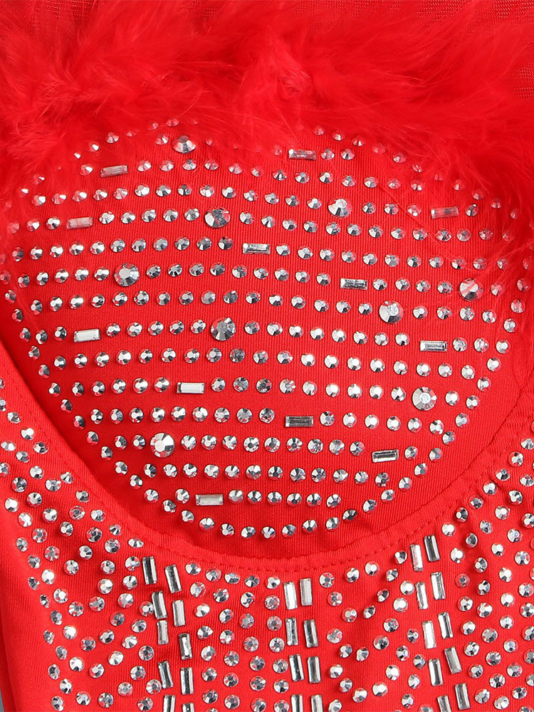 Feather Pearl Rhinestone Dresses