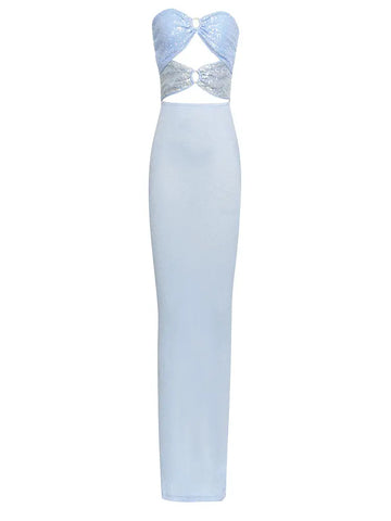 Strapless Lace Sequin Gown