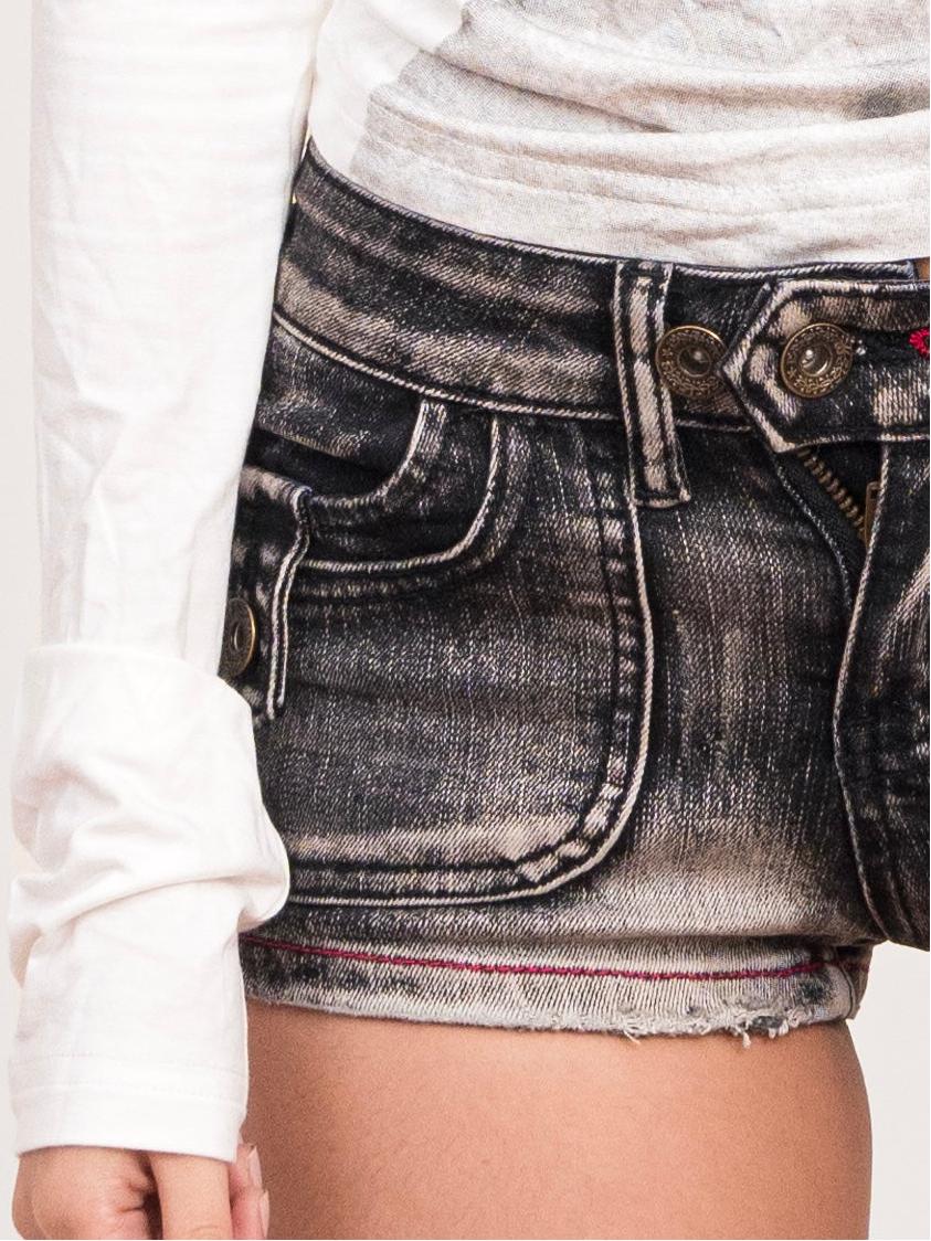 Black Straight-Leg Denim Shorts