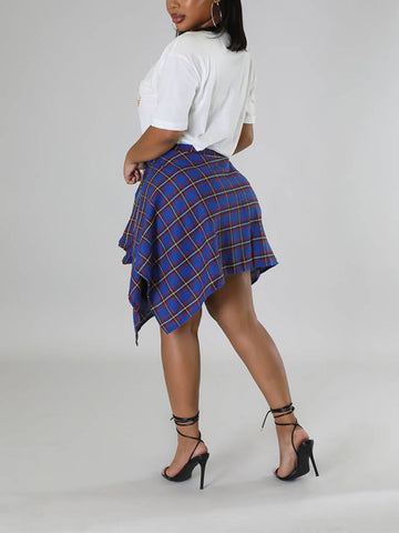 Asymmetric Plaid Midi Skirts