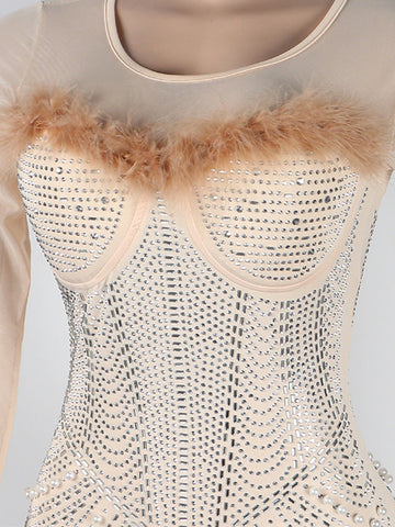 Feather Pearl Rhinestone Dresses